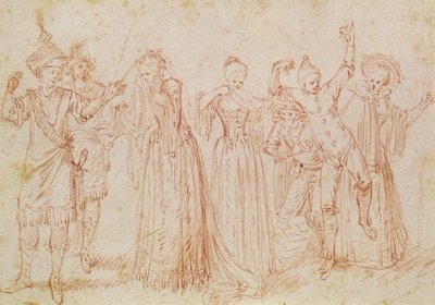 Group of Comic and Tragic Actors by Jean Antoine Watteau